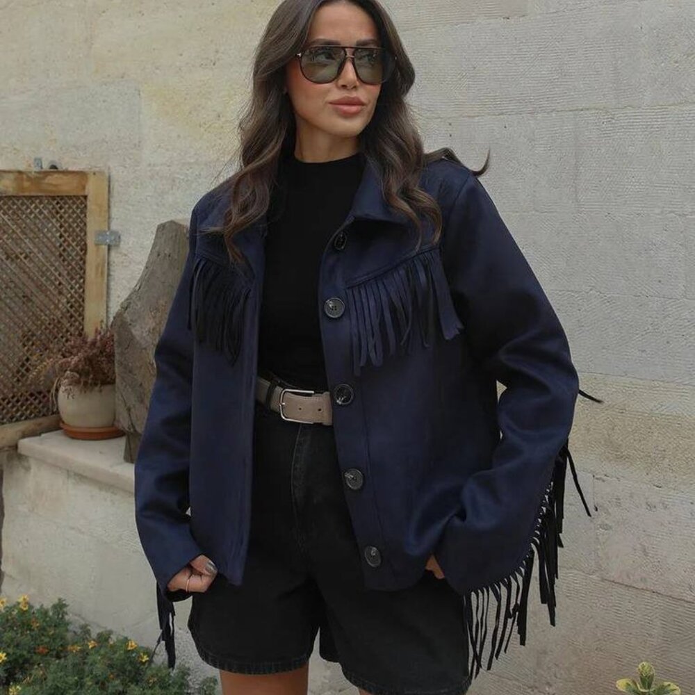 Fringed Suede Cropped Jacket - Picture 3 of 4